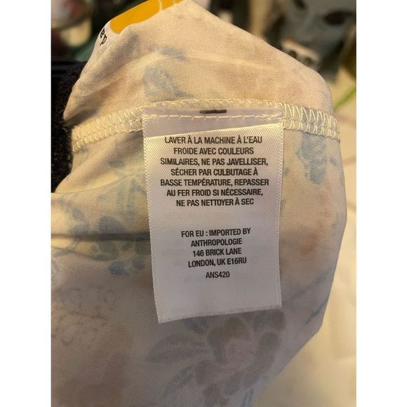 Anthropologie Floral Jean Shorts with Navy Accents - Picture 4 of 5